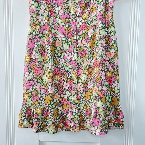Lost + Wander Women’s Medium Getaway Island Mini Dress Shopbop Green Floral Puff - Picture 6 of 14